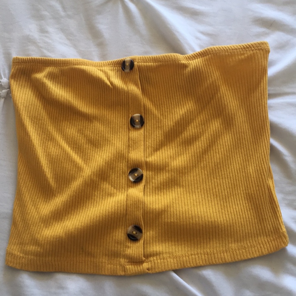 Mustard Yellow Tube Top with buttons